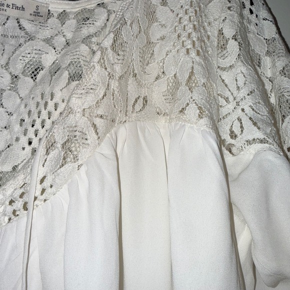 Abercrombie & Fitch White Lace Yoke Boho Peasant Blouse Womens Size S - Picture 5 of 5